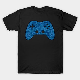 Blue Geometric Pattern - Gaming Gamer Abstract - Gamepad Controller - Video Game Lover - Graphic Background T-Shirt